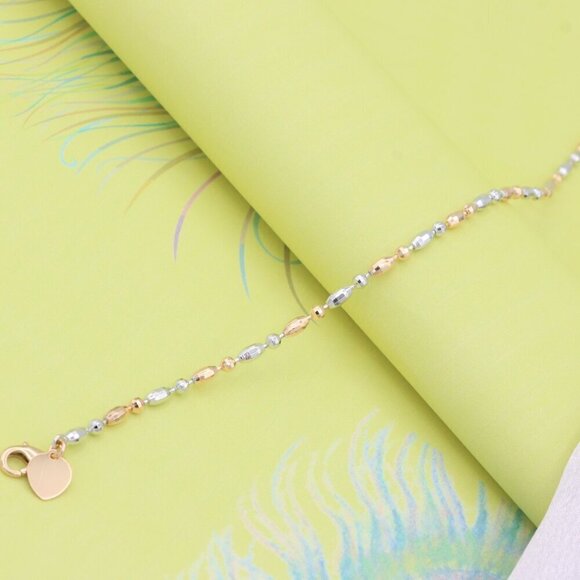 "Dual-Tone Beaded Rose Gold & Silver Bracelet with Adjustable Fit, XPBL0777 - Picture 2 of 12